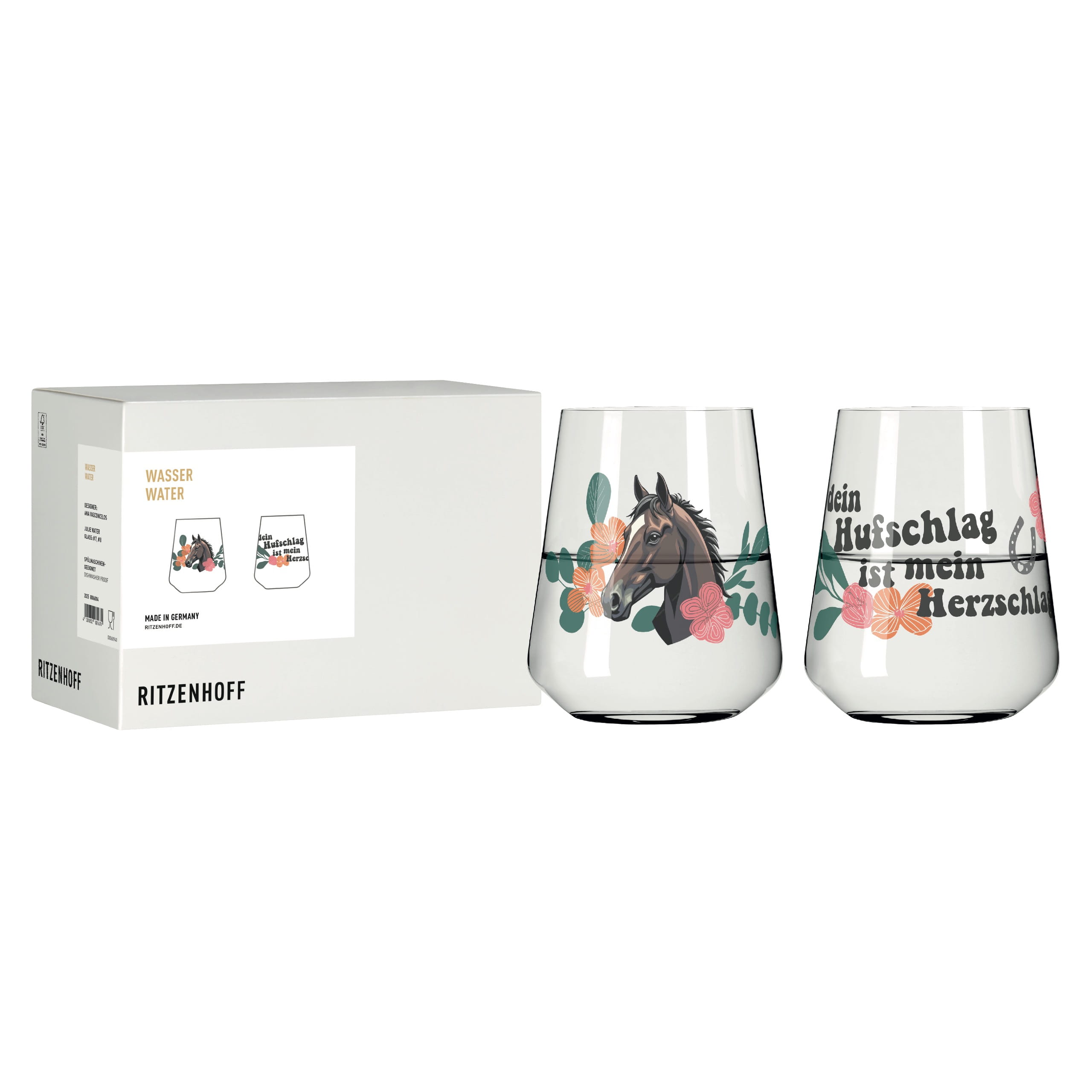 HORSES WATER GLASS SET #7 #8 BY ANA VASCONCELOS HORSES WATER GLASS SET #7 #8 BY ANA VASCONCELOS