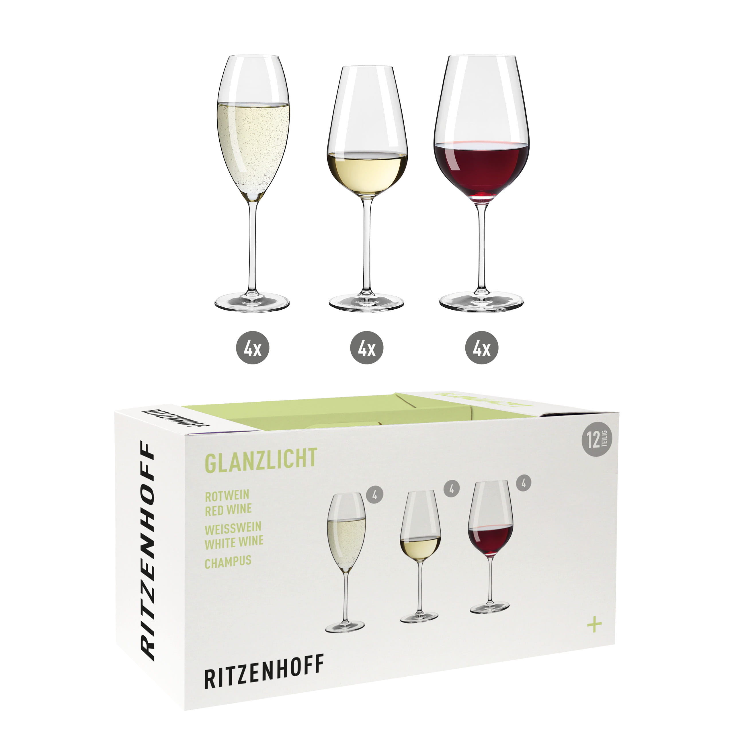 GLANZLICHT WEIN- UND CHAMPAGNERGLAS-SET H24 VON RITZENHOFF DESIGN TEAM