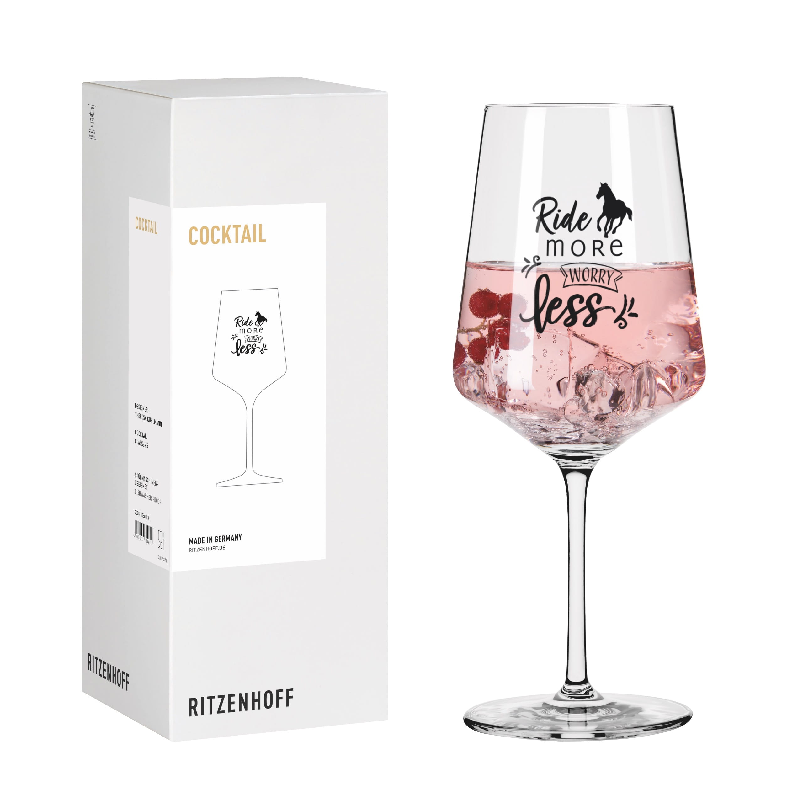 8084003 HORSES COCKTAIL WINE GLASS #5 BY THERESA KUHLMANN