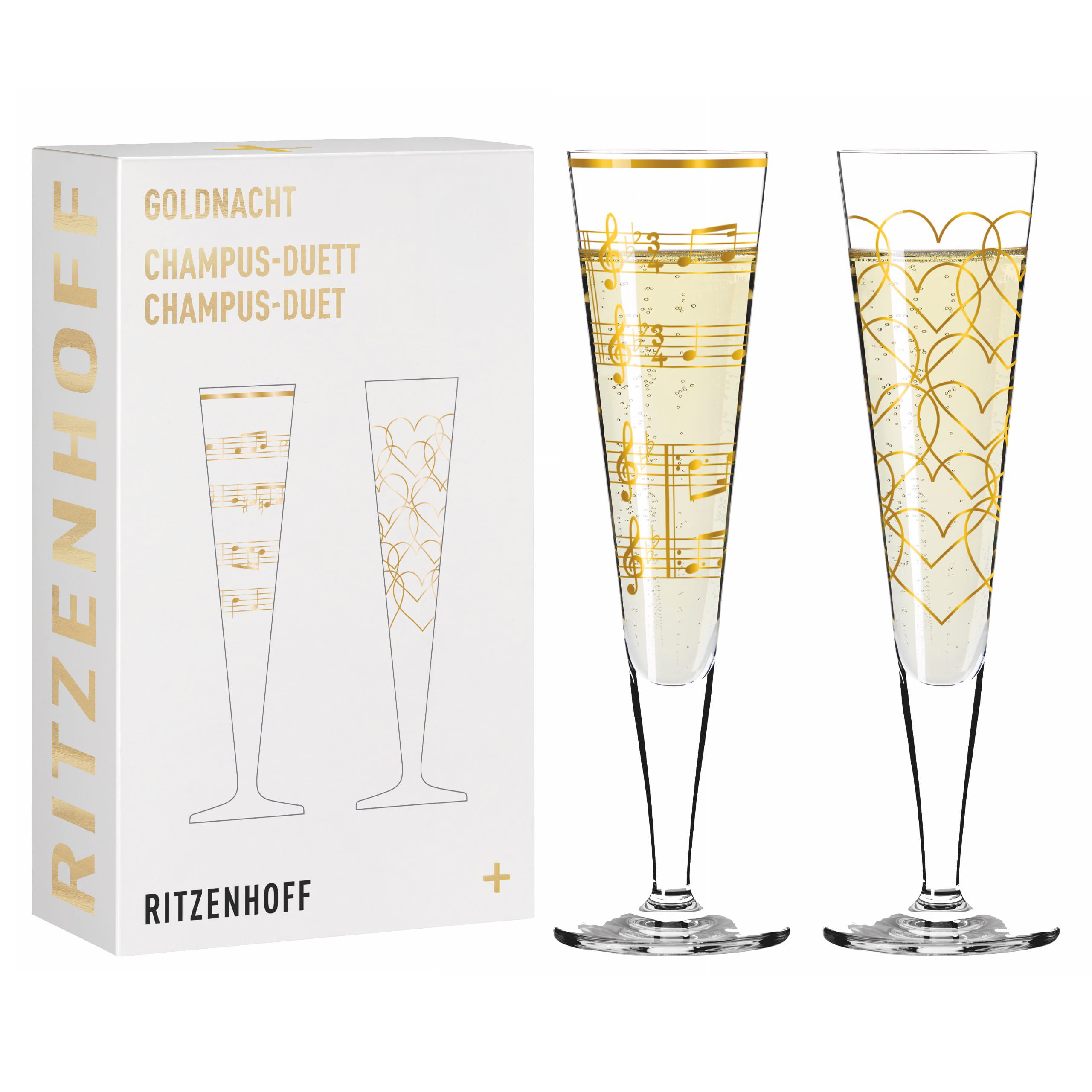 GOLDNACHT CHAMPAGNERGLAS-SET
  H23 VON NATHALIE JEAN, RURIK MAHLBERG