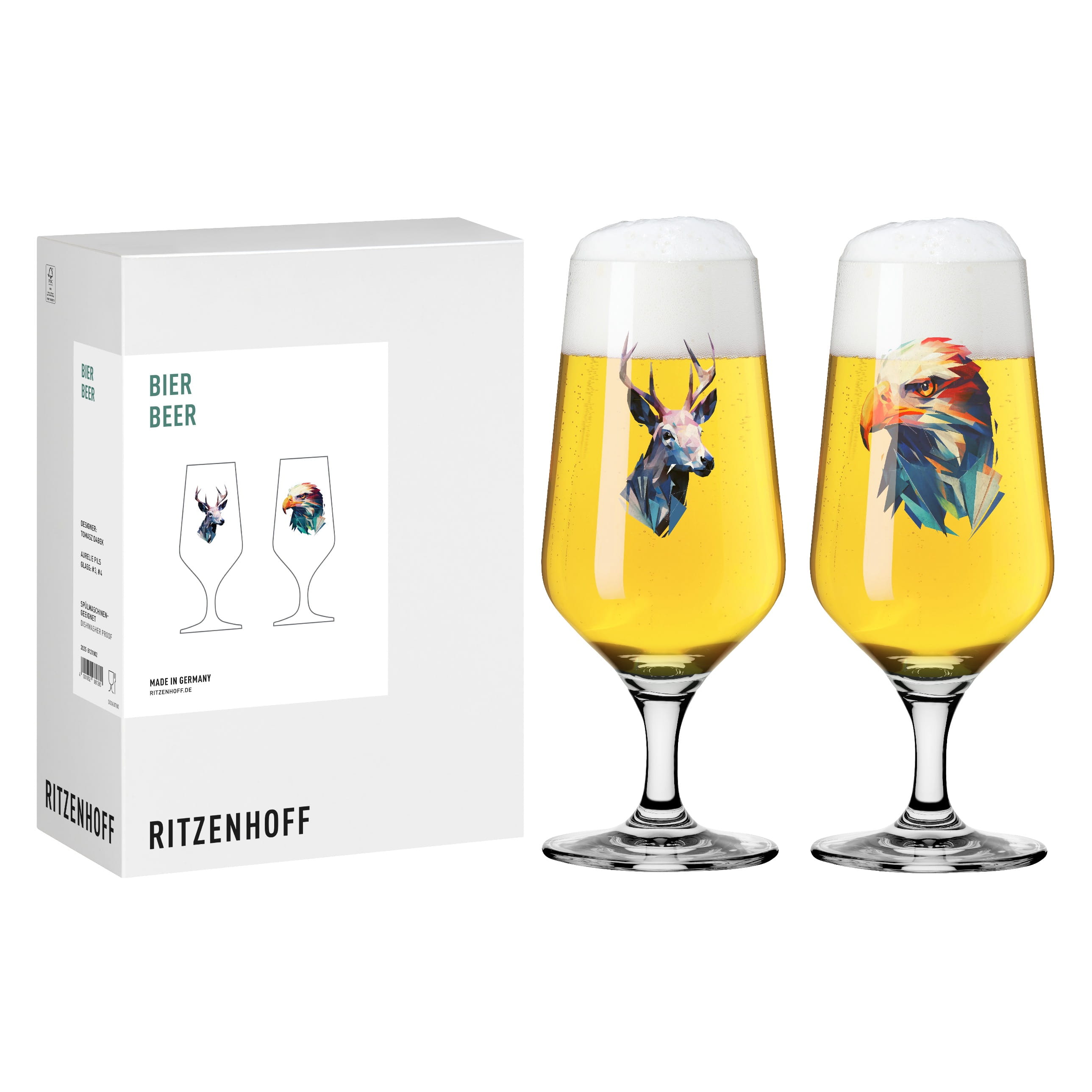 CHASSEUR + CUEILLEUR SET DE VERRES À BIÈRE #3 #4 PAR TOMASZ DABEK CHASSEUR + CUEILLEUR SET DE VERRES À BIÈRE #3 #4 PAR TOMASZ DABEK