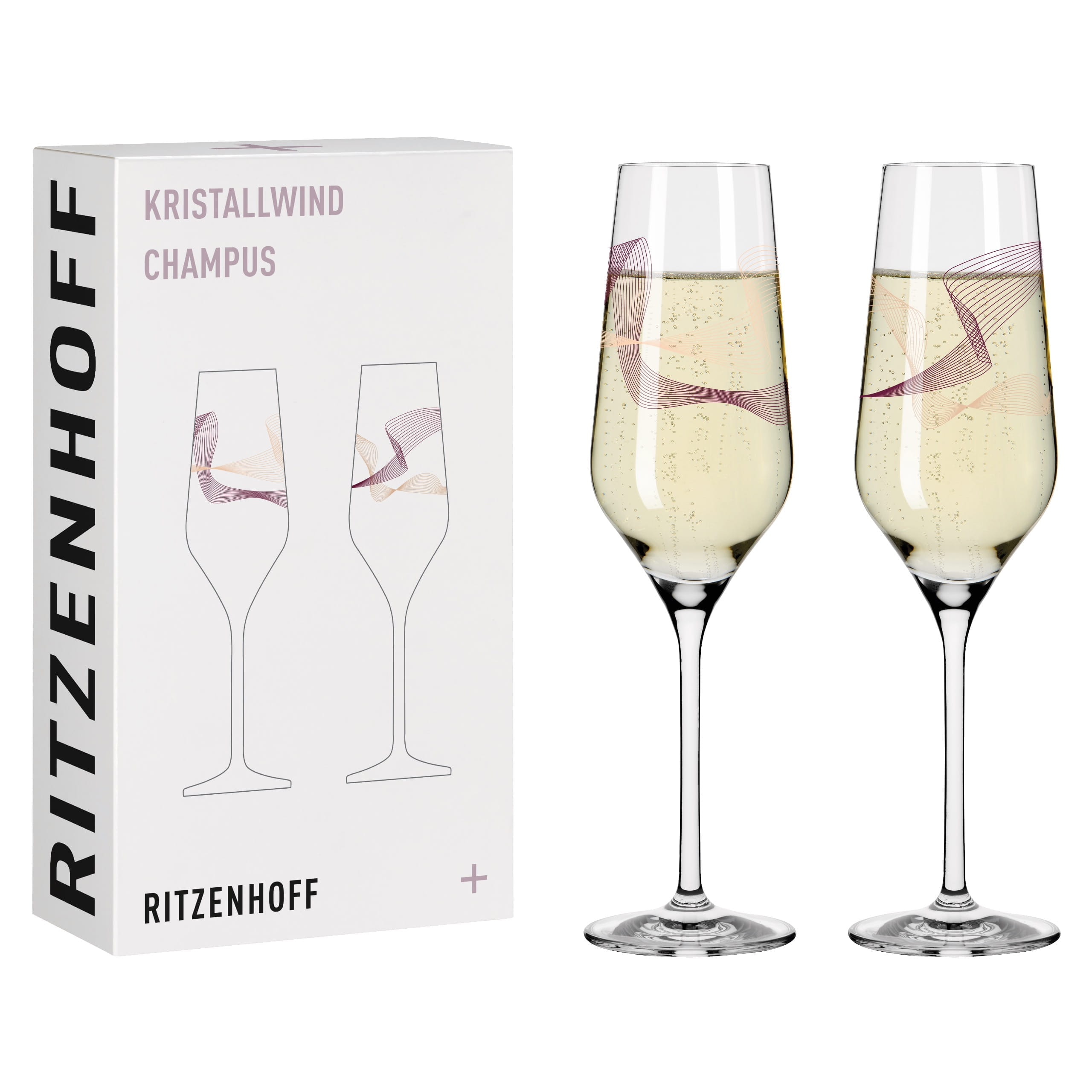 KRISTALLWIND CHAMPAGNERGLAS-SET #1, #2 VON ROMI BOHNENBERG