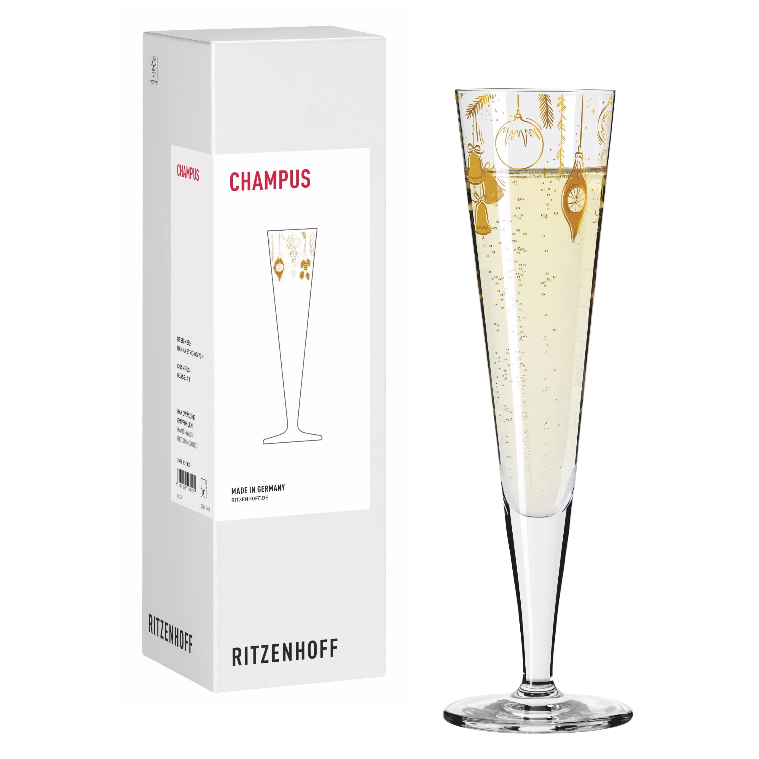 WEIHNACHTEN CHAMPAGNERGLAS #1 VON HANNA SYMONOVYCH
