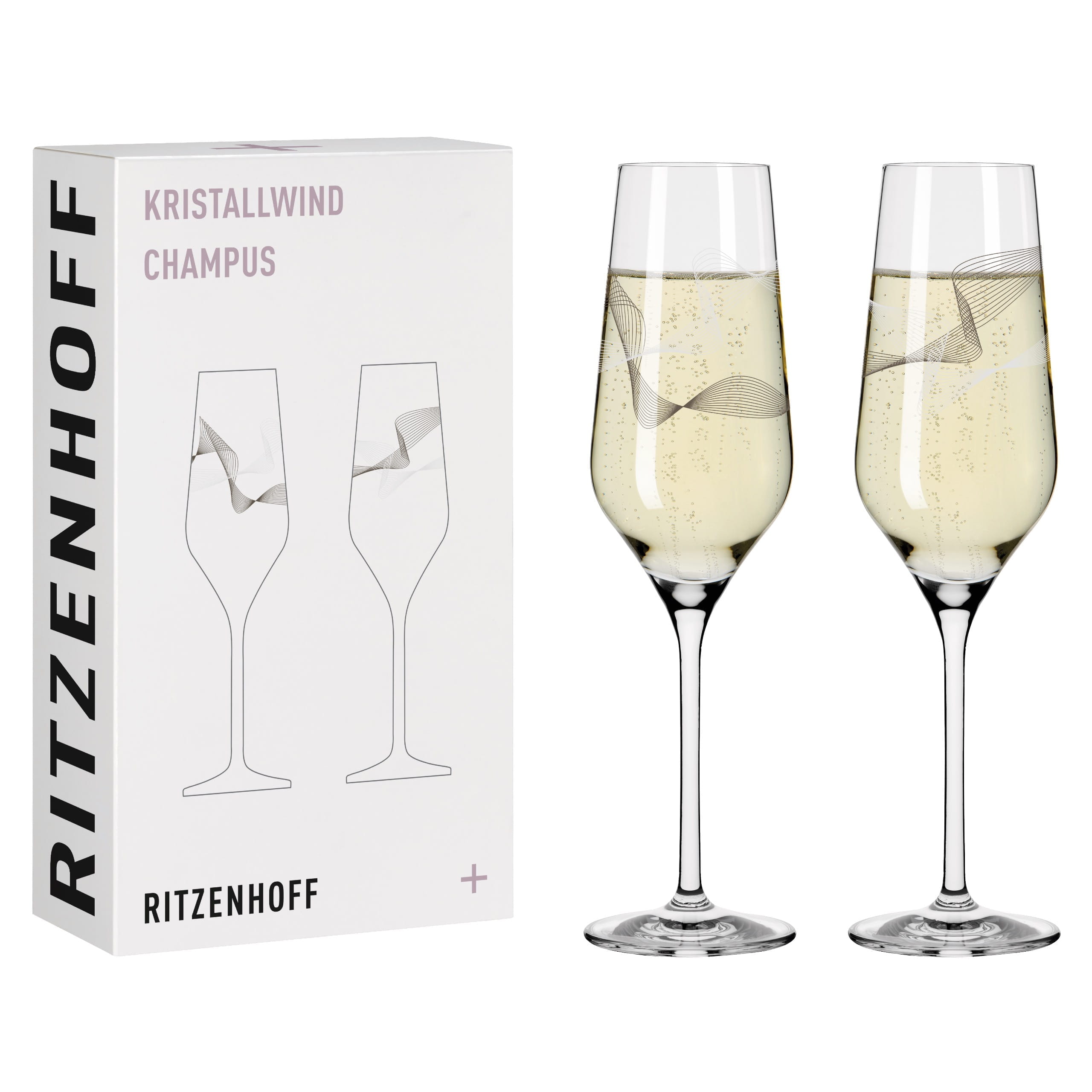 KRISTALLWIND CHAMPAGNERGLAS-SET #3, #4 VON ROMI BOHNENBERG