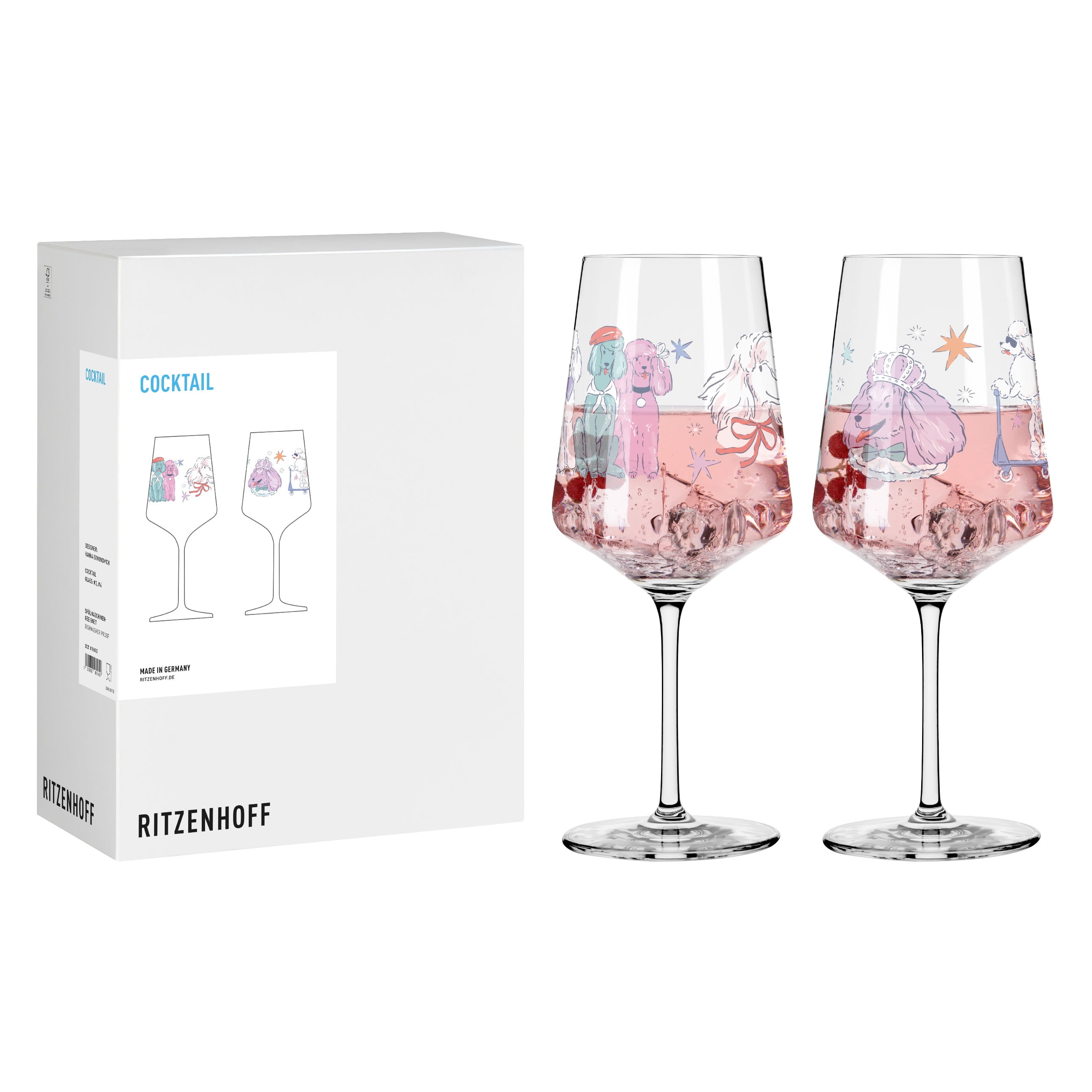 TIERISCH GLÜCKLICH COCKTAILGLAS-SET #3 #4 VON HANNA SYMONOVYCH