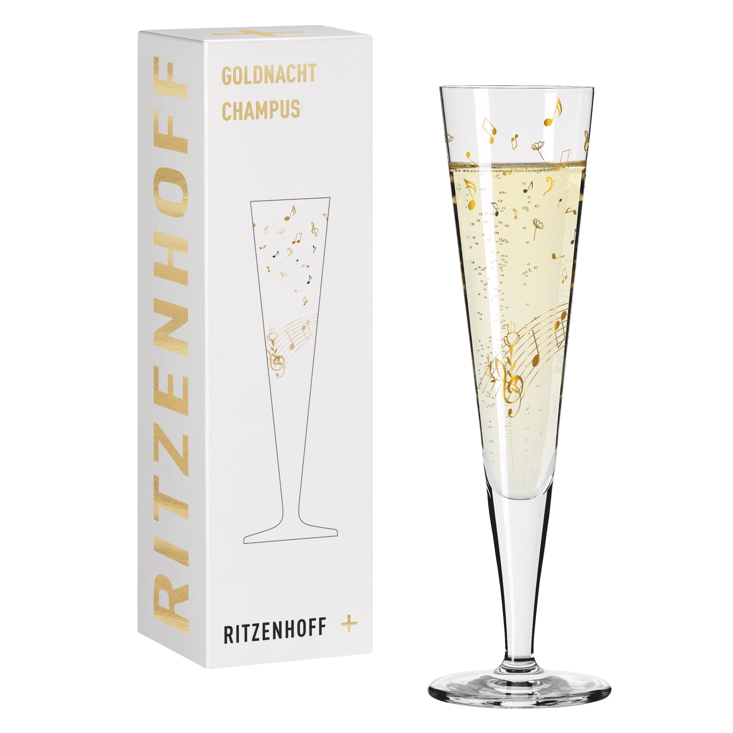 1071046 GOLDNACHT CHAMPAGNE GLASS F25 BY THERESA KUHLMANN