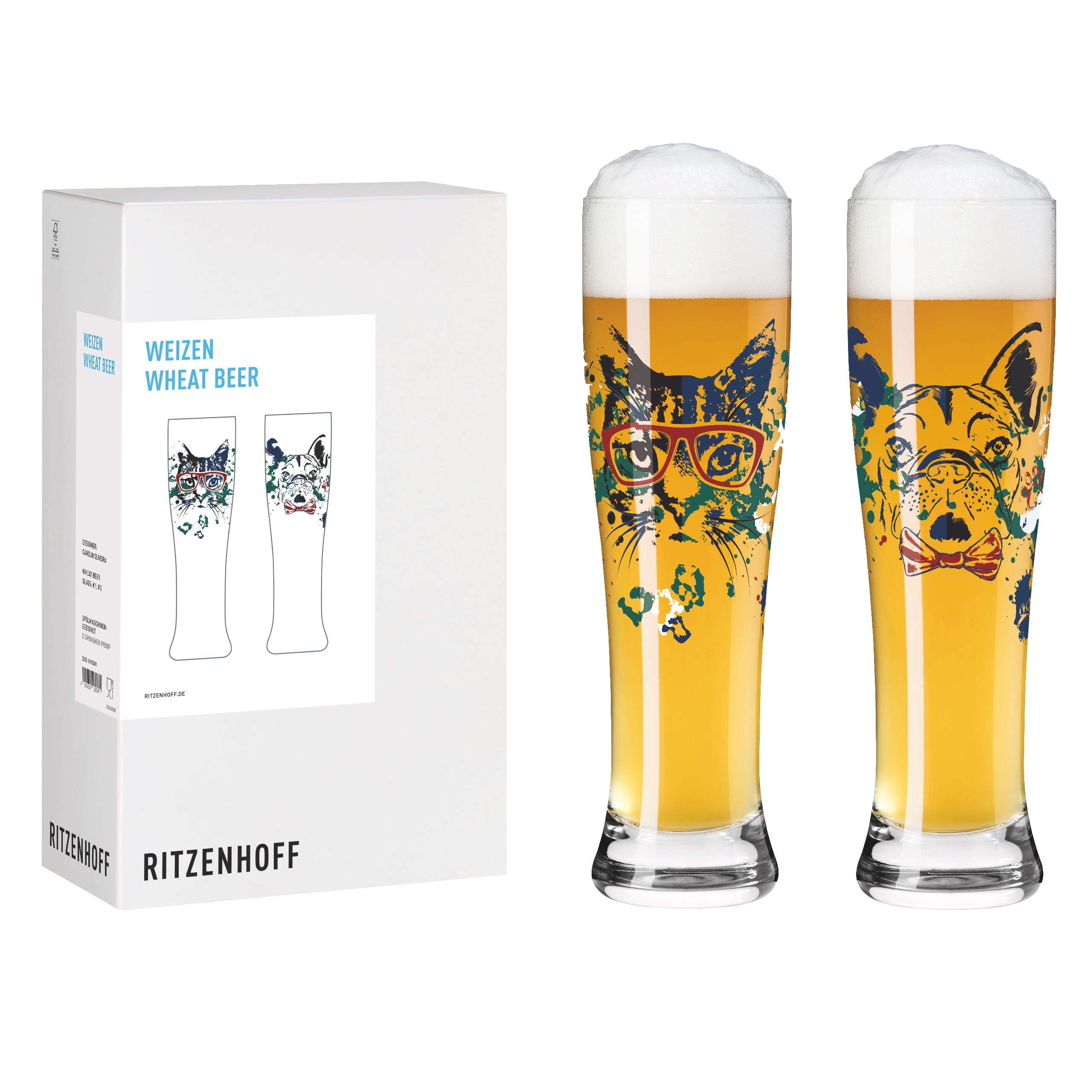 PET LOVERS WHEAT BEER GLASS SET #1 #2 BY CAROLIN OLIVEIRA PET LOVERS WHEAT BEER GLASS SET #1 #2 BY CAROLIN OLIVEIRA