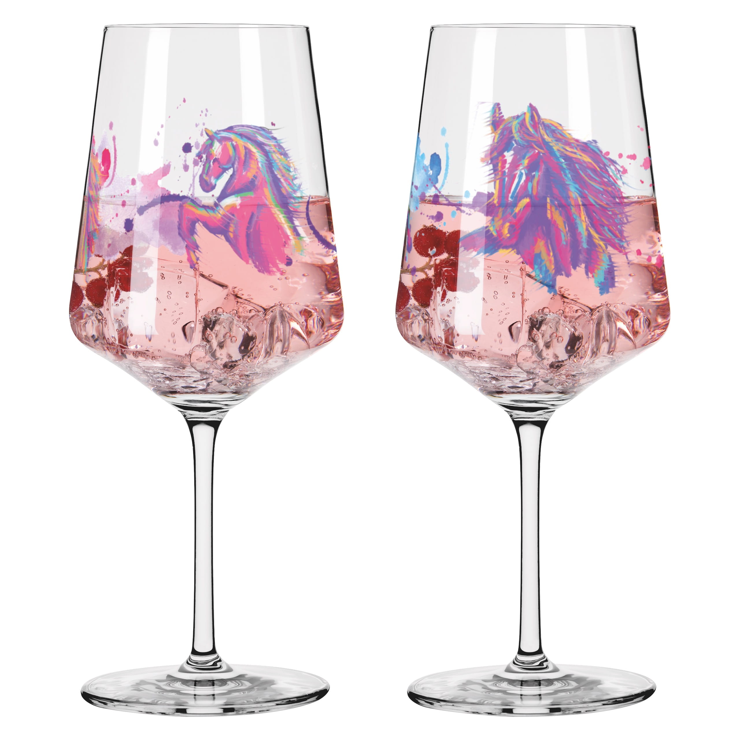 8084002 HORSES COCKTAIL WINE GLASS SET #3 #4 BY RITZENHOFF DESIGN TEAM