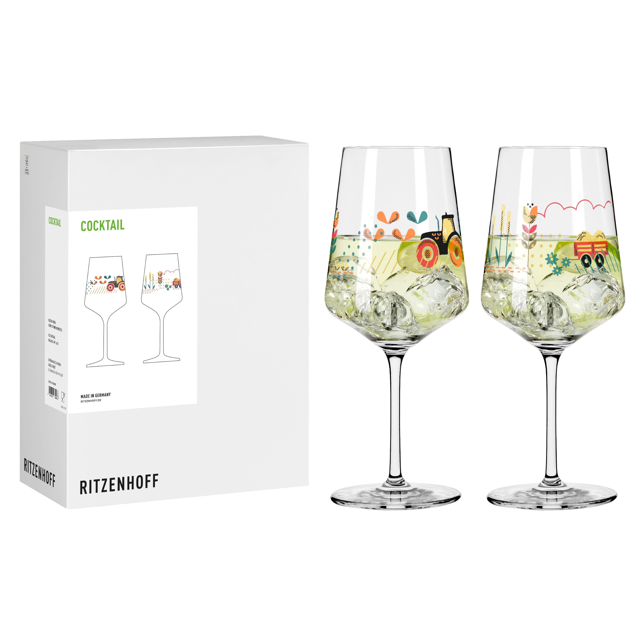 FARM COCKTAIL GLASS SET #1 #2 BY CHRISTINE KORDES FARM COCKTAIL GLASS SET #1 #2 BY CHRISTINE KORDES