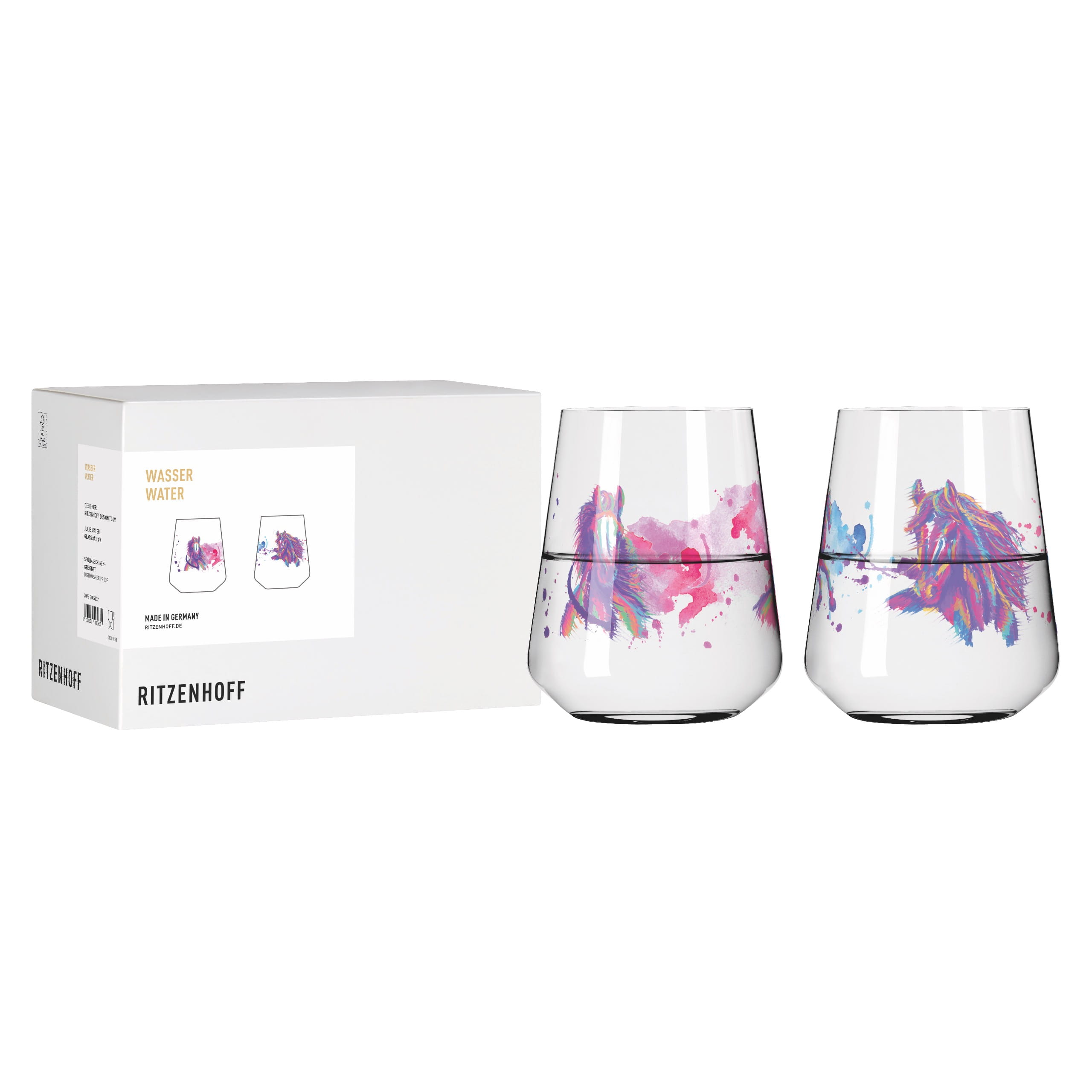 8086002 HORSES WATER GLASS SET #3 #4 BY RITZENHOFF DESIGN TEAM