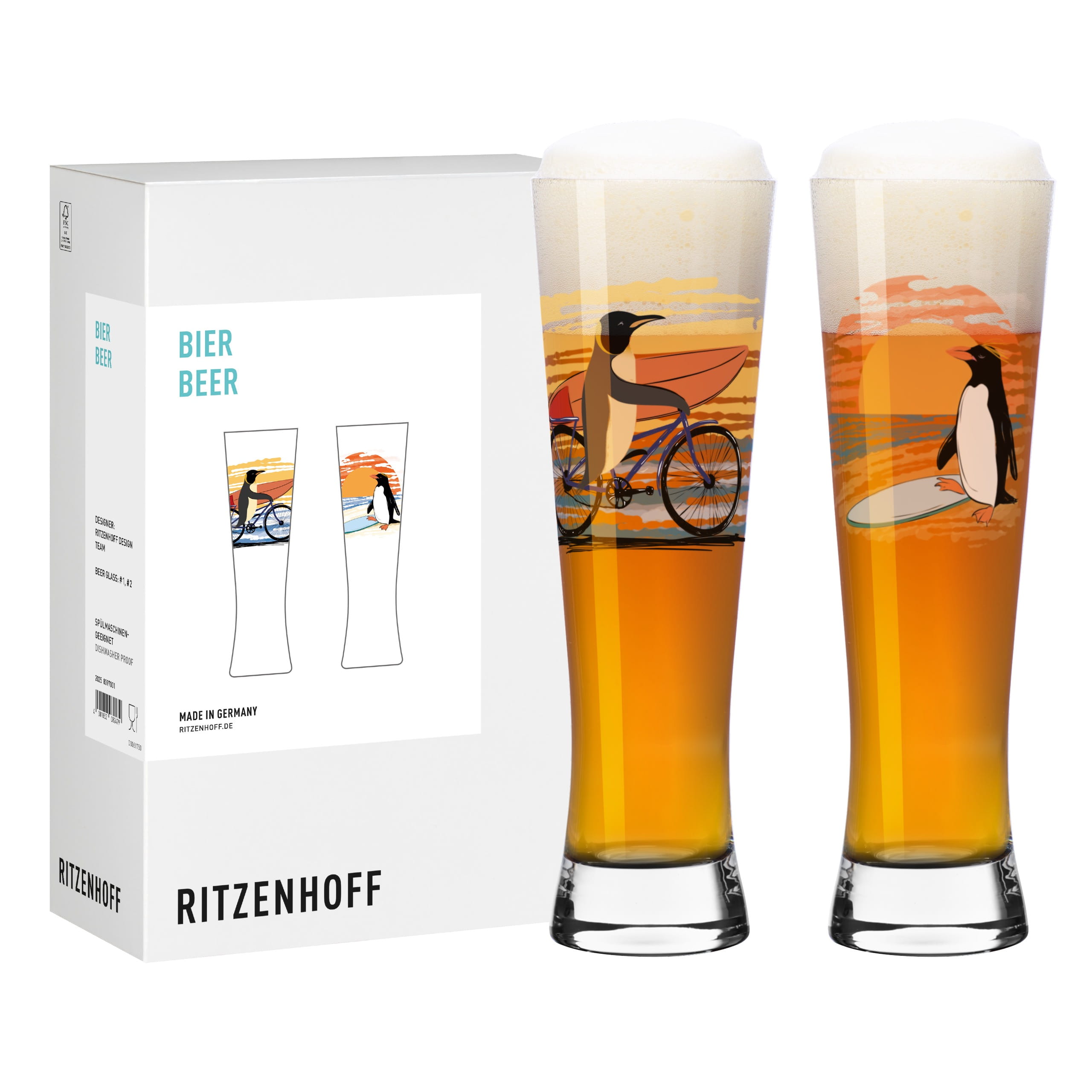 EXPLORER BEER GLASS SET #1 #2 BY RITZENHOFF DESIGN TEAM