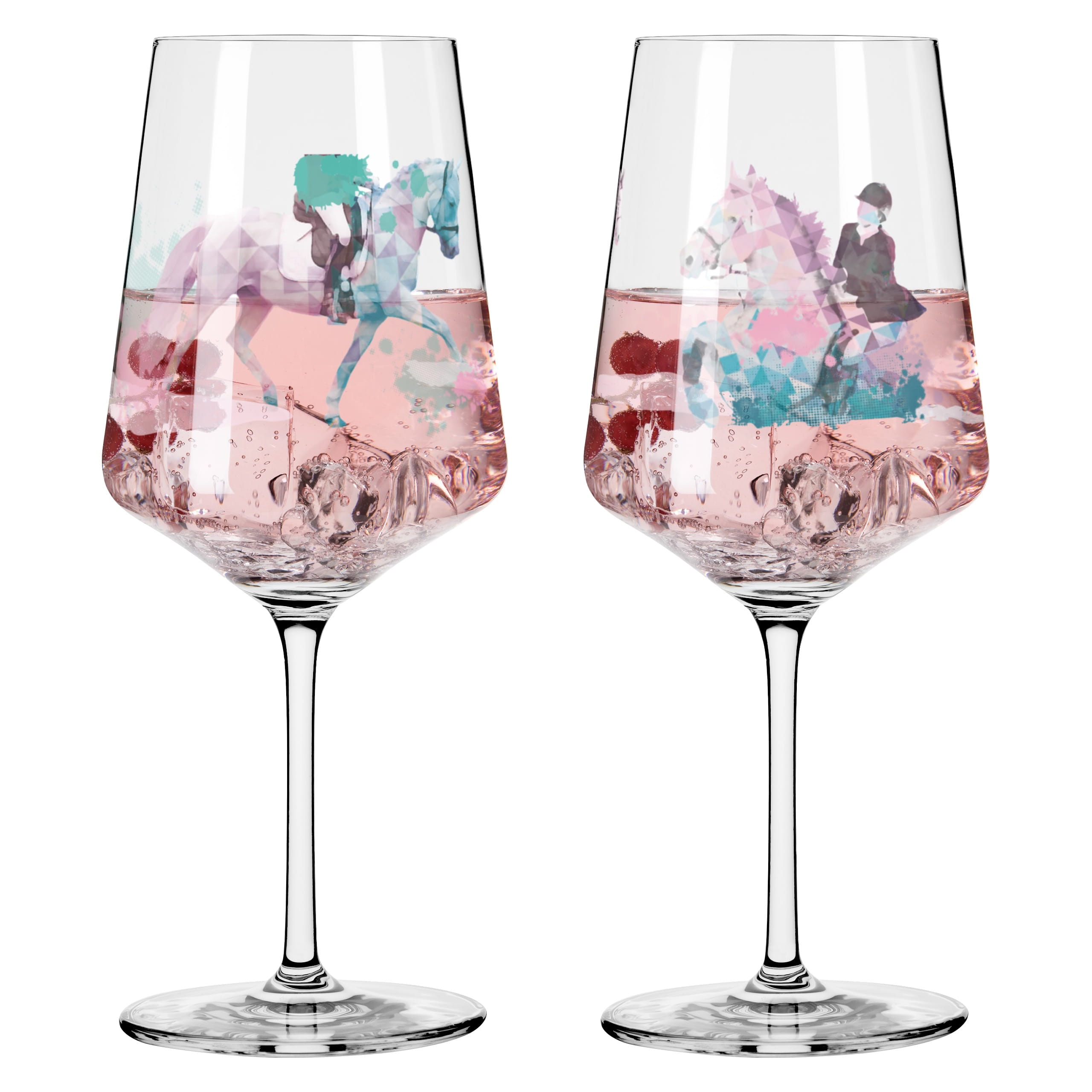 HORSES COCKTAIL GLASS #12 #13 BY RAMONA RICHTER