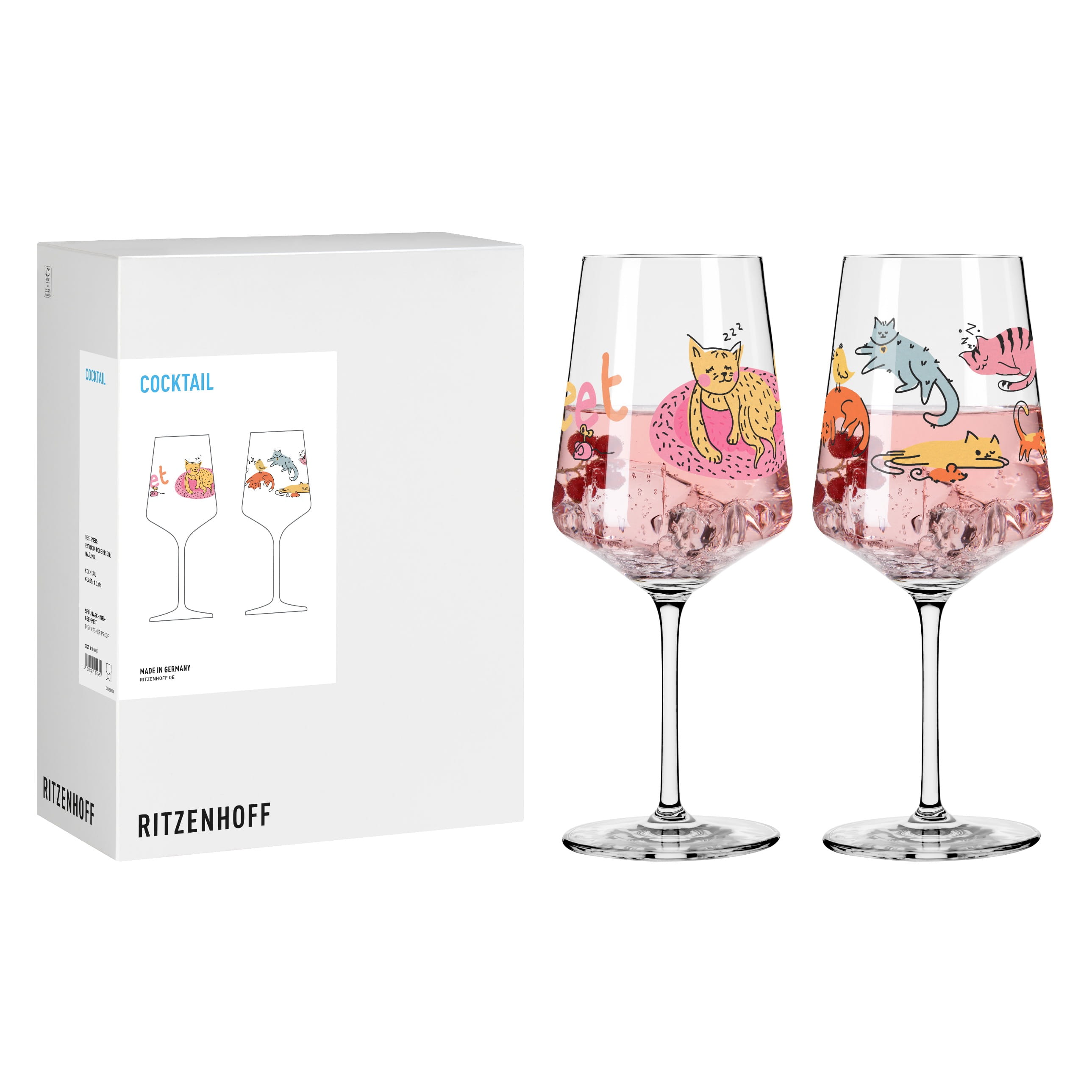TIERISCH GLÜCKLICH COCKTAILGLAS-SET #5 #6 VON PATRICIA ROBERTSON UND MAÑANA
