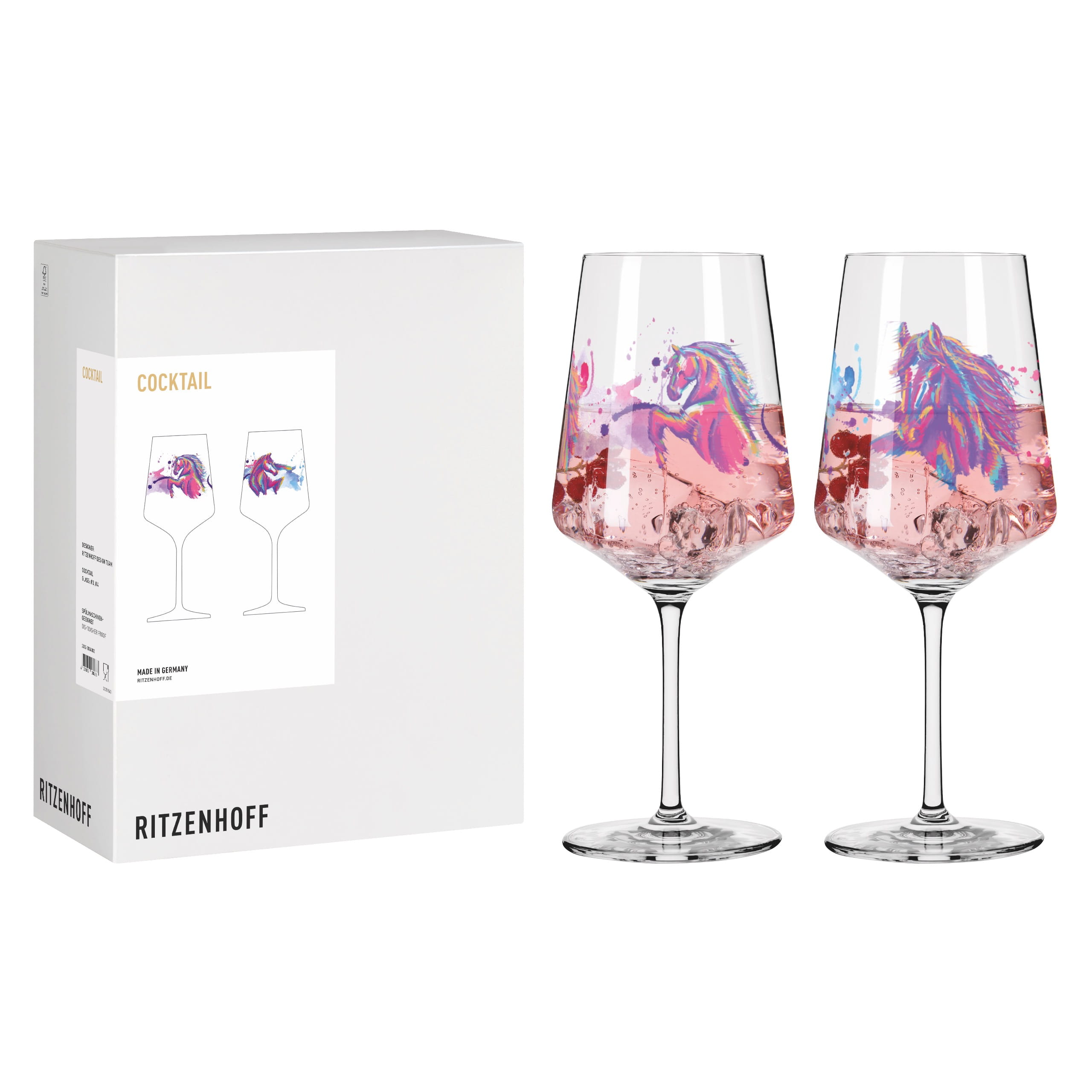 8084002 HORSES COCKTAIL WINE GLASS SET #3 #4 BY RITZENHOFF DESIGN TEAM