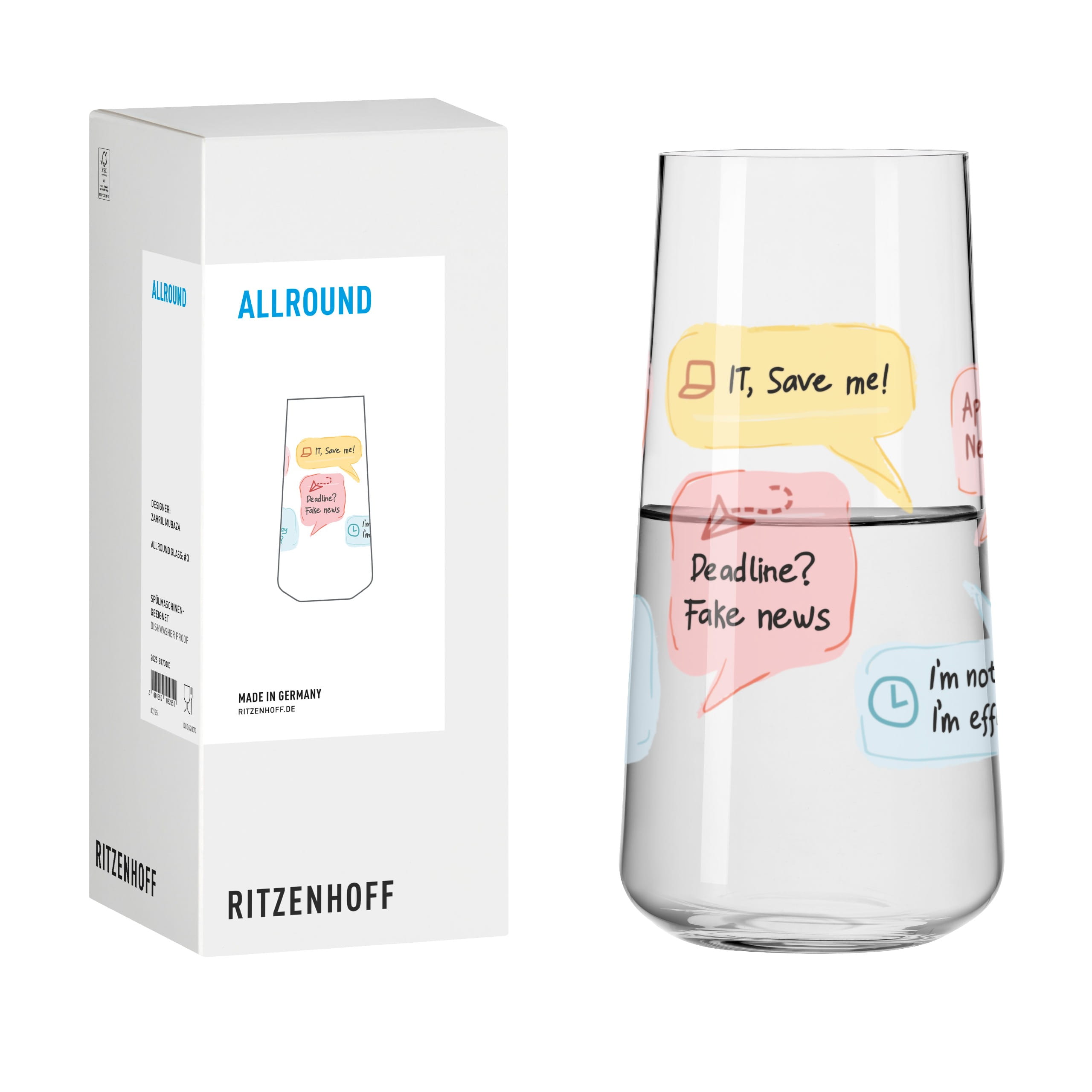 SAYINGS UNIVERSAL DRINKING GLASS H25 BY ZAHRIL MUBAZA