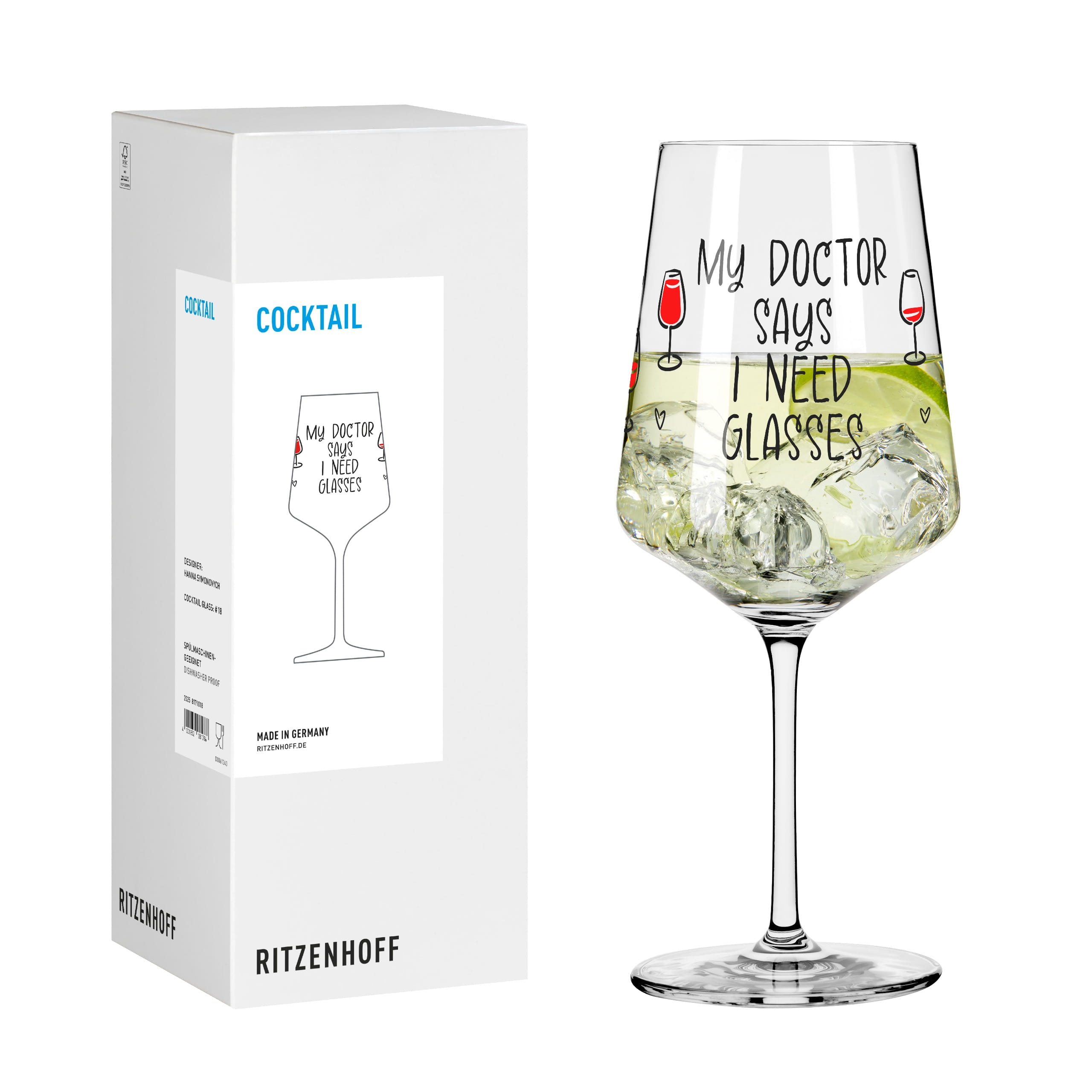 BE HAPPY COCKTAIL GLASS #18 BY HANNA SYMONOVYCH
