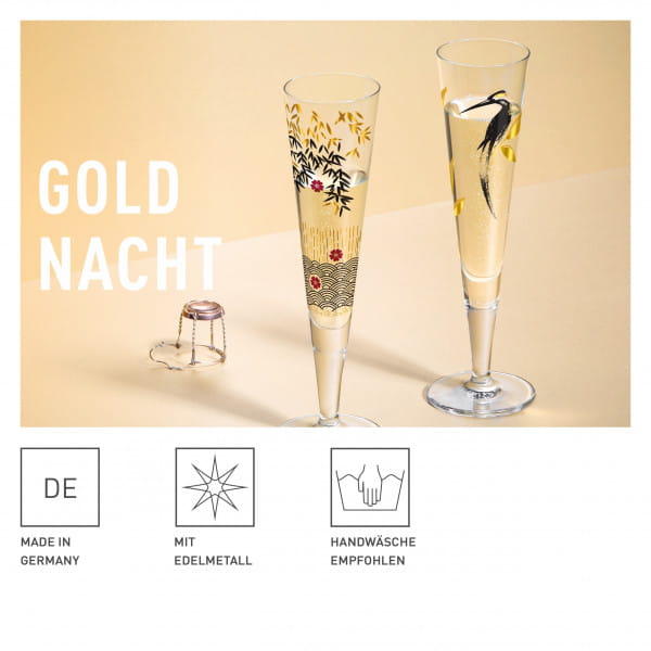 GOLDNACHT CHAMPAGNE GLASS SET #26 BY WERNER BOHR