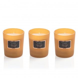 Selection scented candle set of 3, osmanthus & amber