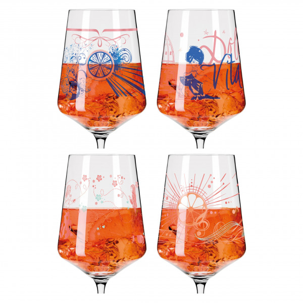 SOMMERRAUSCH APERITIF GLASS SET #2 BY RUTH BERKTOLD, VÉRONIQUE JACQUART, KATHRIN STOCKEBRAND, NATALIA YABLUNOVSKA