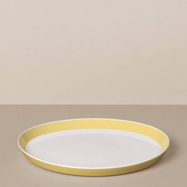 Dinner plate in white / yellow