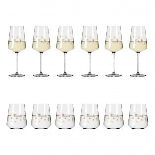 CELEBRATION DELUXE WHITE WINE AND WATER GLASS SET #1 BY ROMI BOHNENBERG