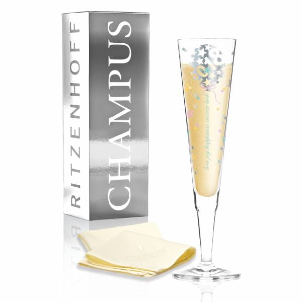 Champus Jahrgangs-Champagnerglas 2018 von Kathrin Stockebrand