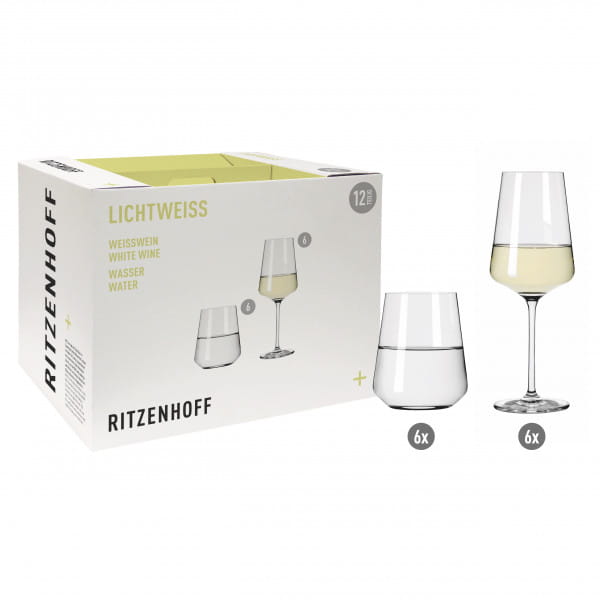 LICHTWEISS WHITE WINE AND WATER GLASS SET #1 BY NADINE NIGGEMEIER