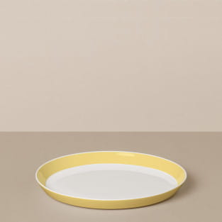 Dessert plate in white / yellow