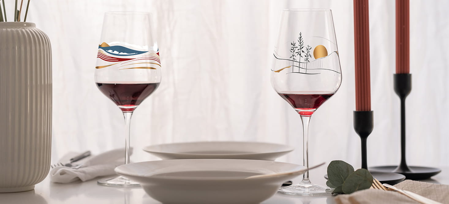 Herzkristall: Red Wine + White Wine Glass