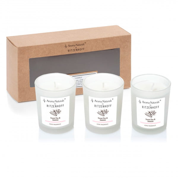 Nature scented candle set of 3, Sweet Pea &amp; Jasmine