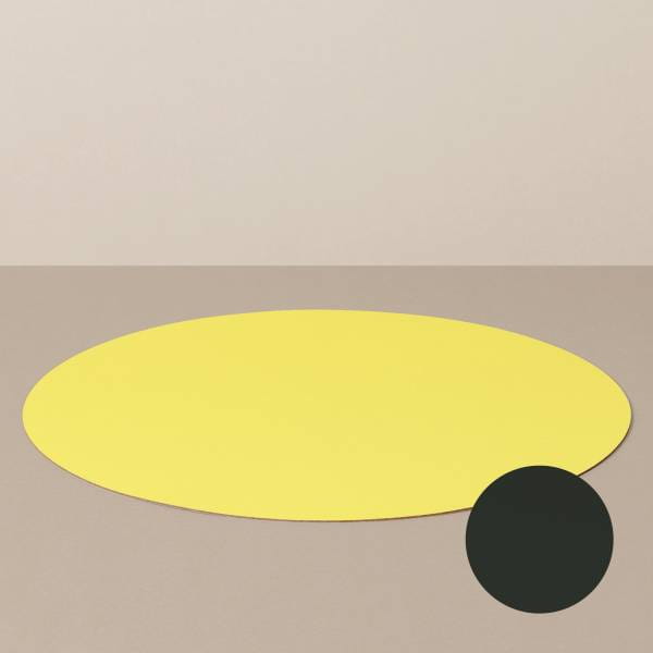 Placemat L, round, in black / yellow