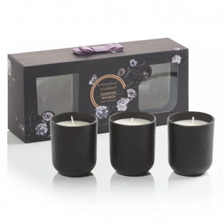 Noir scented candle set of 3, Rosewood Macaron