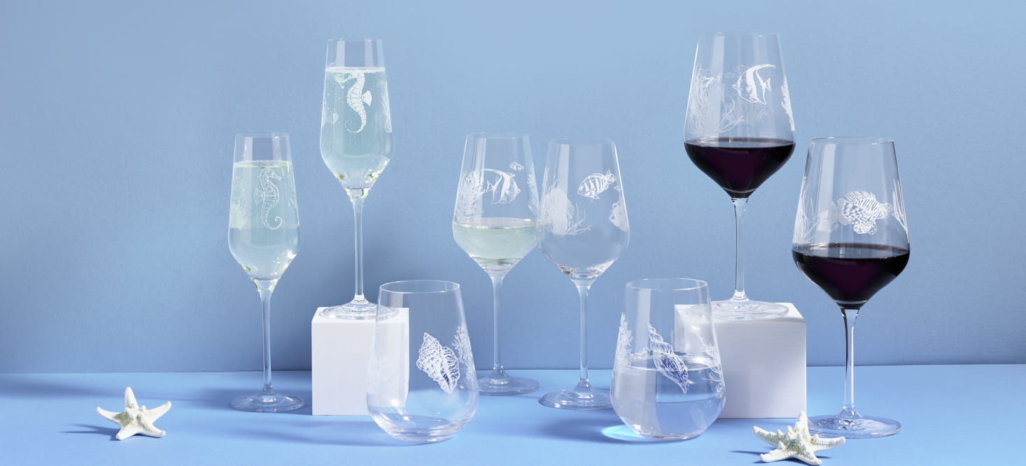 Oceanside: Champagner-, Wasser- + Weinglas-Set