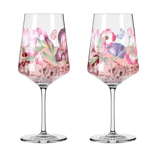 RITZENHOFF Set Di 2 Bicchieri Da Aperitivo 500 Ml - Serie Sommersonett No.4, Motivo Floreale Rosa E Verde, Cristallo Made In Germany, Lavabili In Lavastoviglie - 4