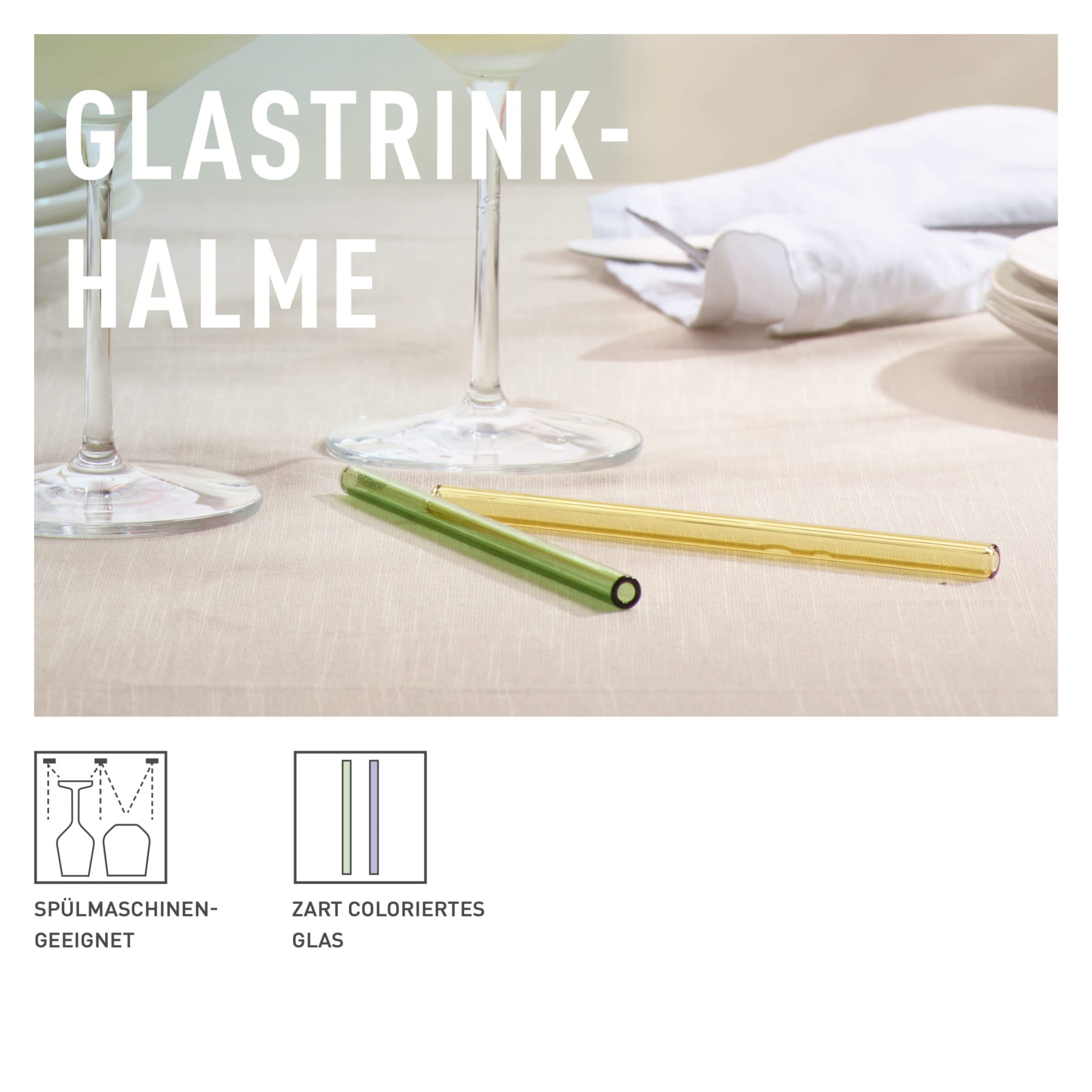 Ritzenhoff Glastrinkhalme-Set – 4 Bunte Halme Aus Glas Mit Reinigungsbürste (Grau, Bernstein, Grün, Blaugrün)
