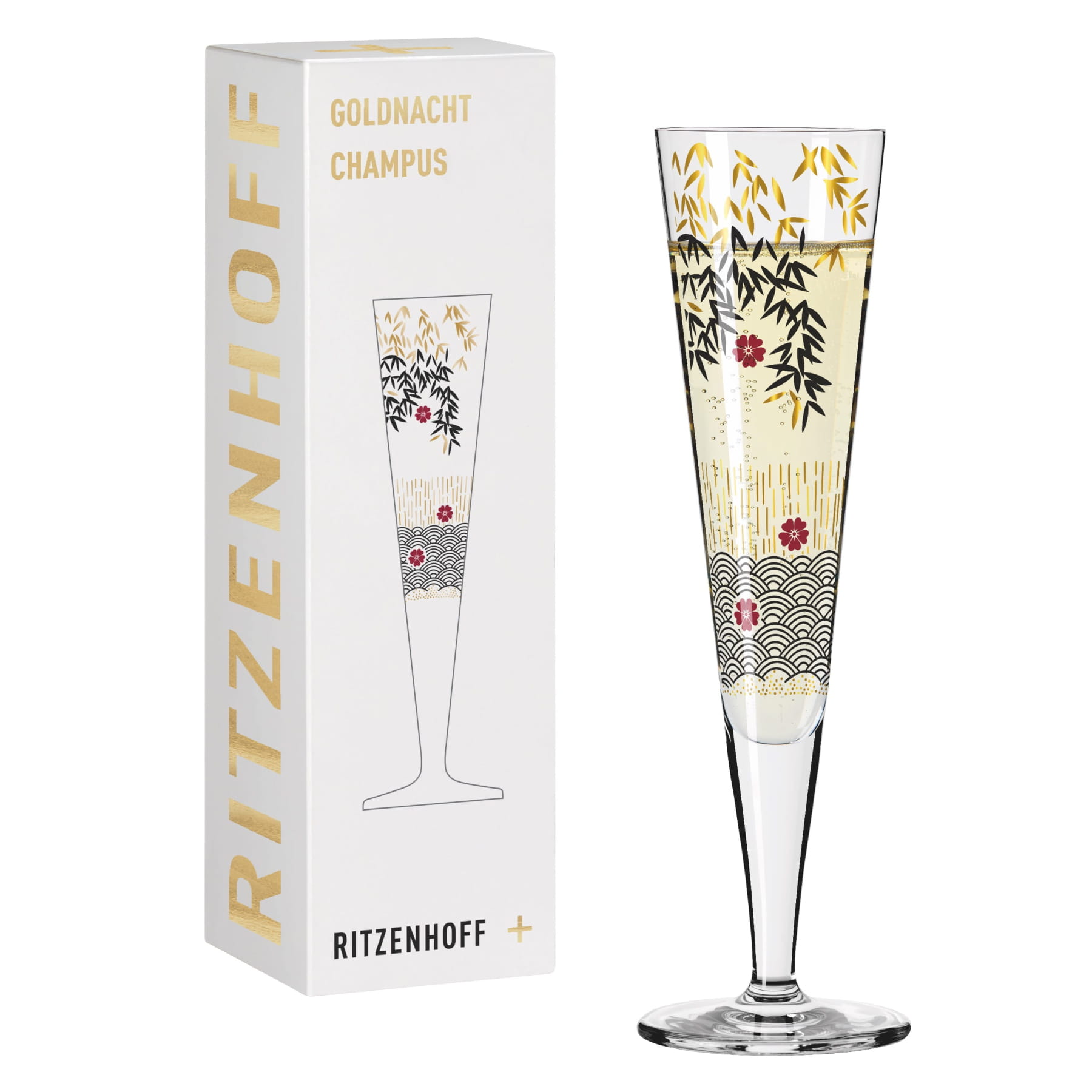 Ritzenhoff Goldnacht – Lot De 2 Flûtes à Champagne 200 Ml Avec Véritable Or – Design Étoilé Élégant – Fabriqué En Allemagne