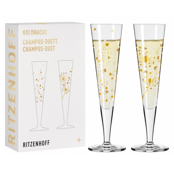 Bicchieri Champagne Ritzenhoff Lichtweiss - Set 2 Pezzi, 200 Ml, Cristallo Con Oro, Made In Germany